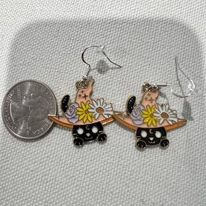 cat with a hat earrings